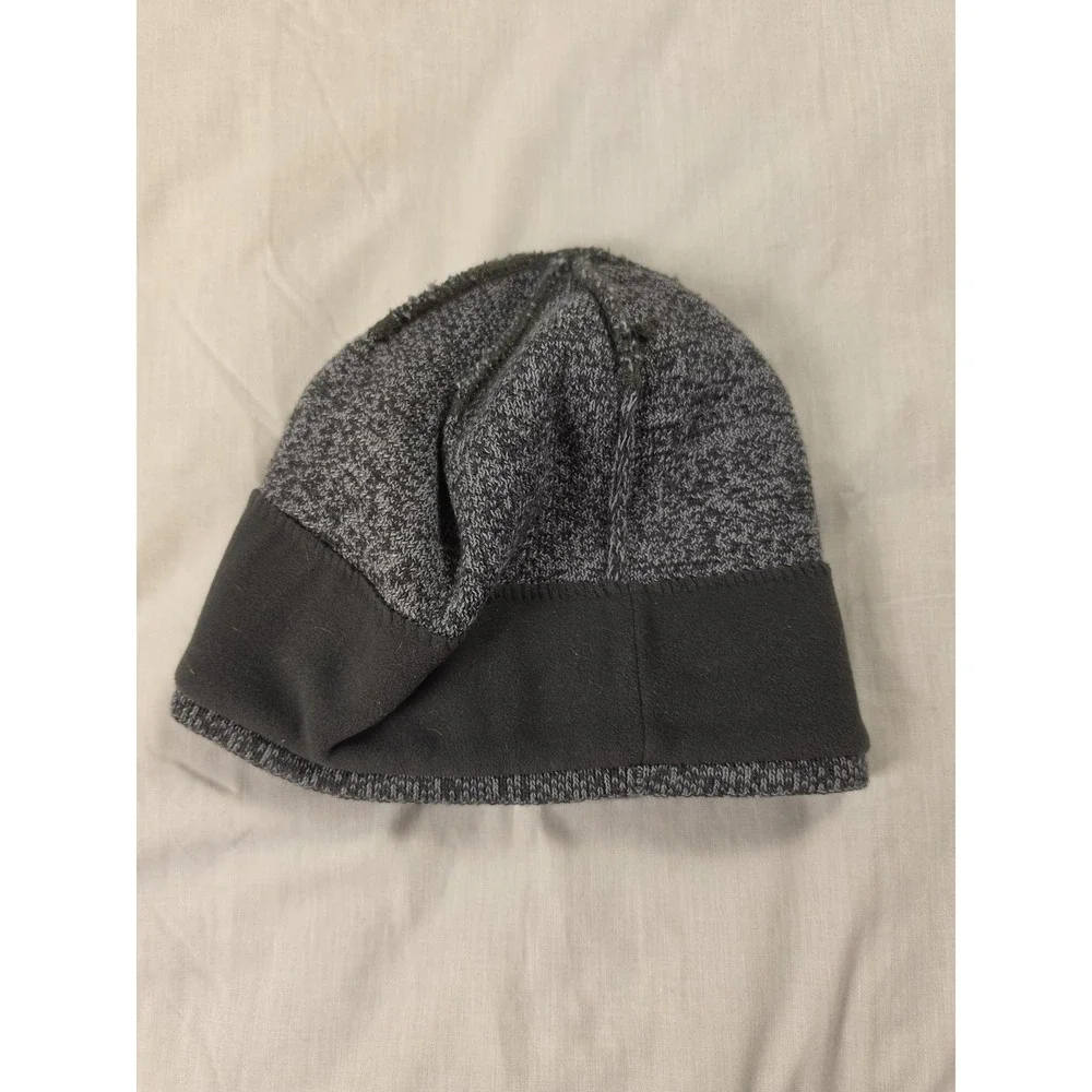 The North Face Hat Beanie Gray Knit Fleece Lined Logo Mens One Size Winter